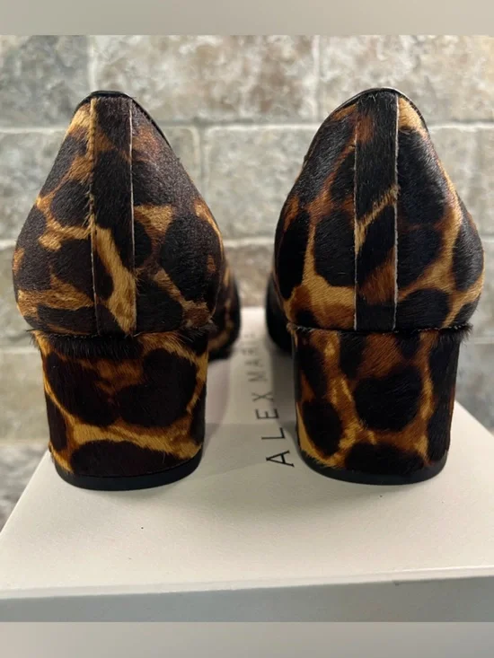 Alex Marie Leopard Print Mid Heel Loafers - Brown & Black - Picture 4 of 8